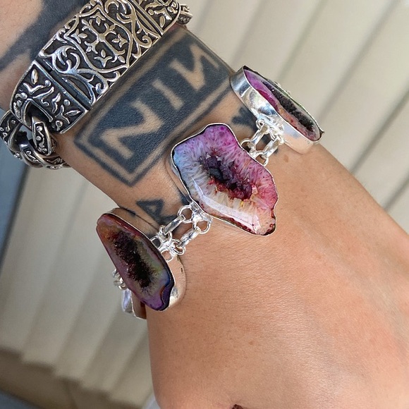 925 Sterling silver rainbow solar quartz bracelet - Picture 7 of 8